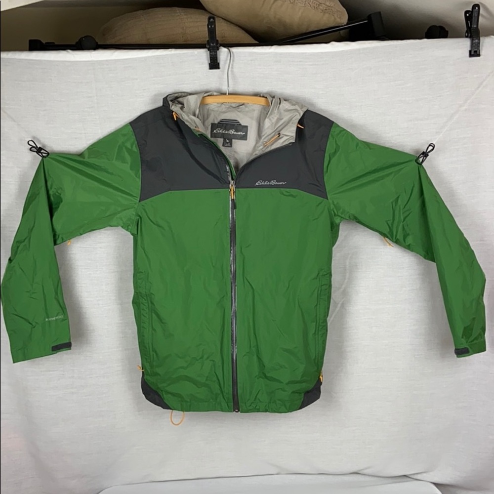Eddie Bauer Cloud Cap Green And Gray Rain Jacket